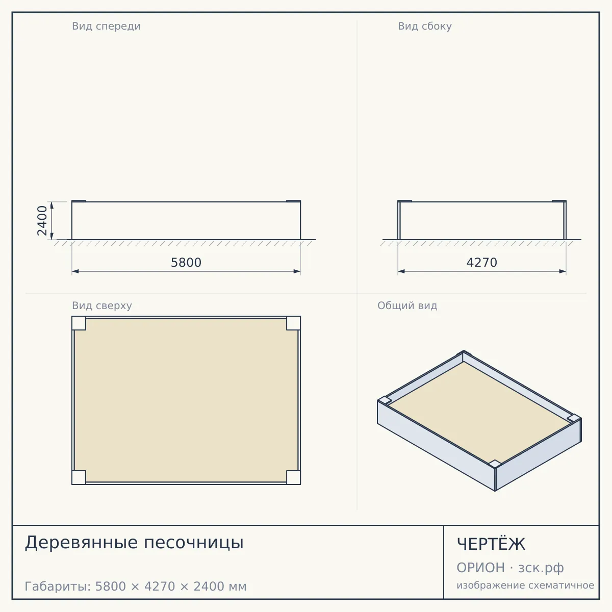 Деревянные песочницы — чертёж